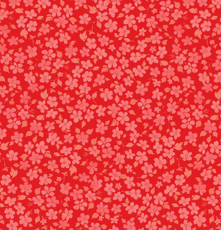 Berry Sweet Tonal Small Floral Light Red by Heatherlee Chan for Clothworks