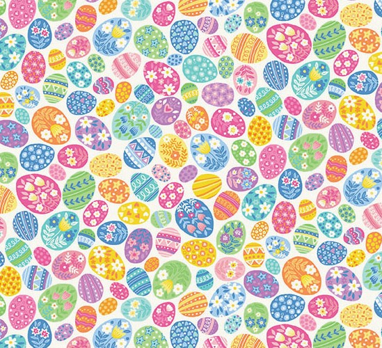Hello Spring Eggstravaganza Cream by Makower UK for Andover Fabrics