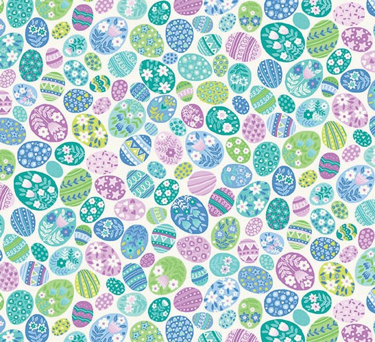 Hello Spring Eggstravaganza Blue by Makower UK for Andover Fabrics