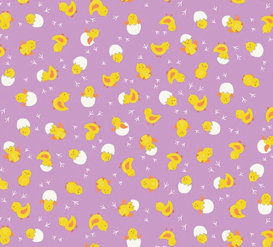 Hello Spring Cheerful Chicks Lilac by Makower UK for Andover Fabrics