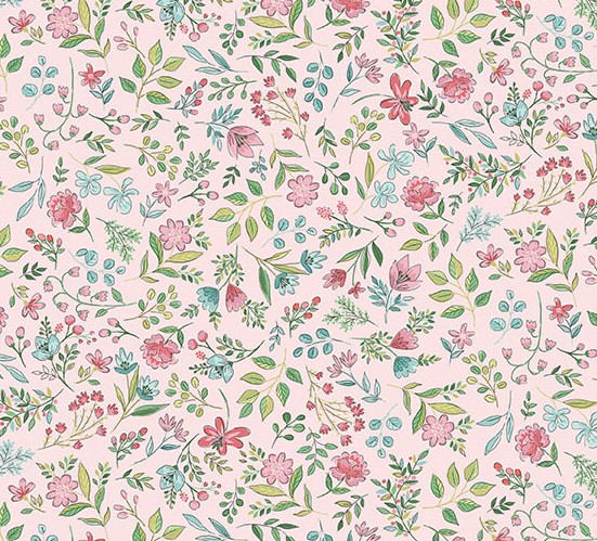 Afternoon Tea Sugar Flowers Pink by Makower UK for Andover Fabrics