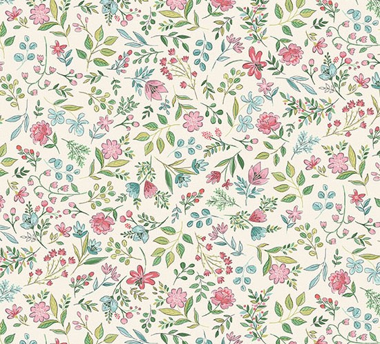 Afternoon Tea Sugar Flowers Cream by Makower UK for Andover Fabrics