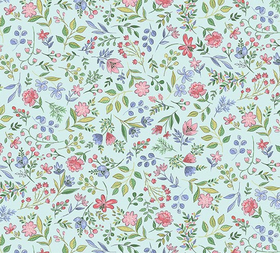 Afternoon Tea Sugar Flowers Blue by Makower UK for Andover Fabrics