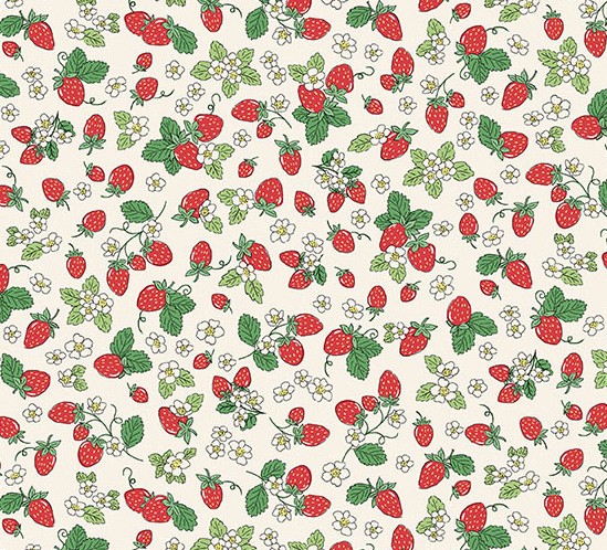 Afternoon Tea Strawberry Fizz Cream by Makower UK for Andover Fabrics