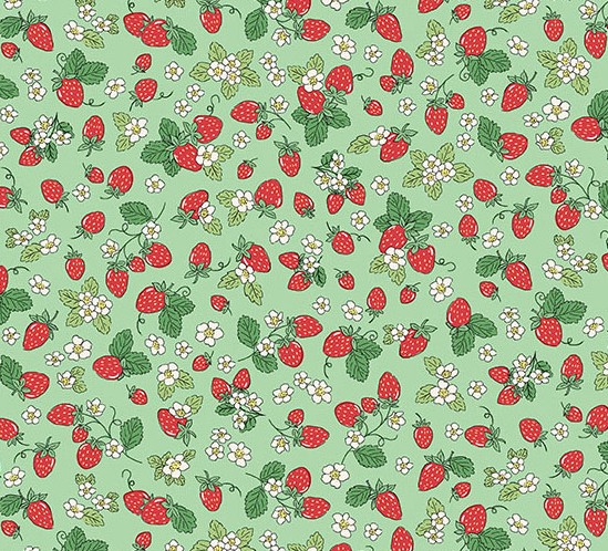 Afternoon Tea Strawberry Fizz Green by Makower UK for Andover Fabrics