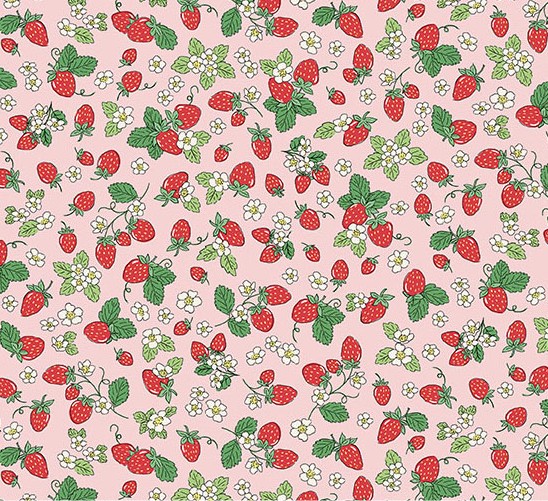 Afternoon Tea Strawberry Fizz Pink by Makower UK for Andover Fabrics