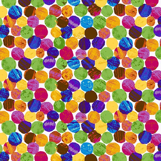 The Very Hungry Caterpillar Caterpillar Spots Multi by Eric Carle for Andover Fabrics