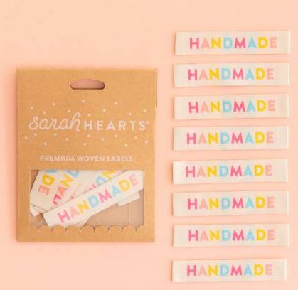 Sew in Labels Colorful Handmade by Sarah Hearts