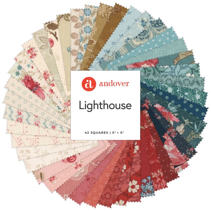 Lighthouse Single Scoop 5" Squares by Laundry Basket Quilts for Andover Fabrics