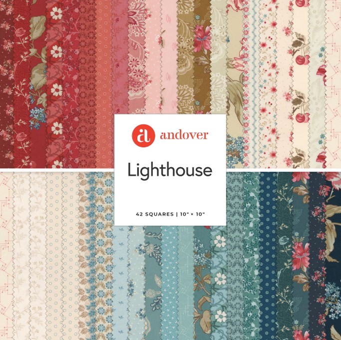 Lighthouse Sundae 10" Squares by Laundry Basket Quilts for Andover Fabrics