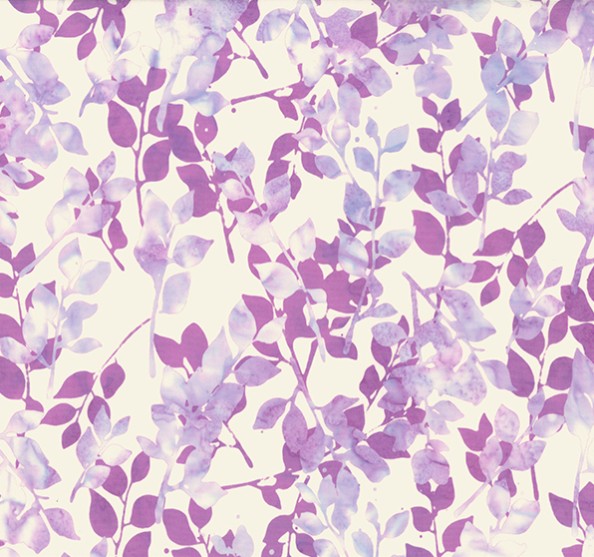 Electric Rose Batiks Leaves Lilac from Hoffman Fabrics