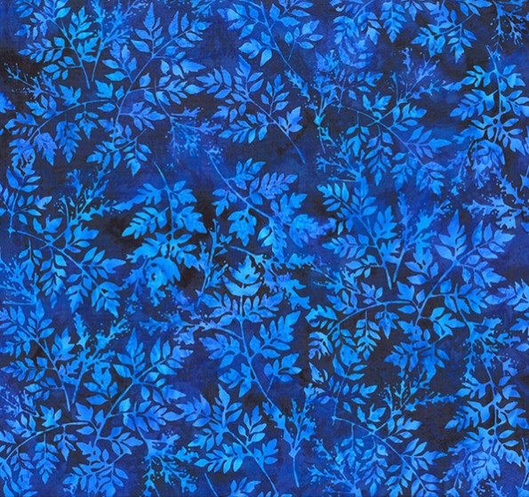 Bet on Blue Batiks Packed Leaves Cobalt from Hoffman Fabrics