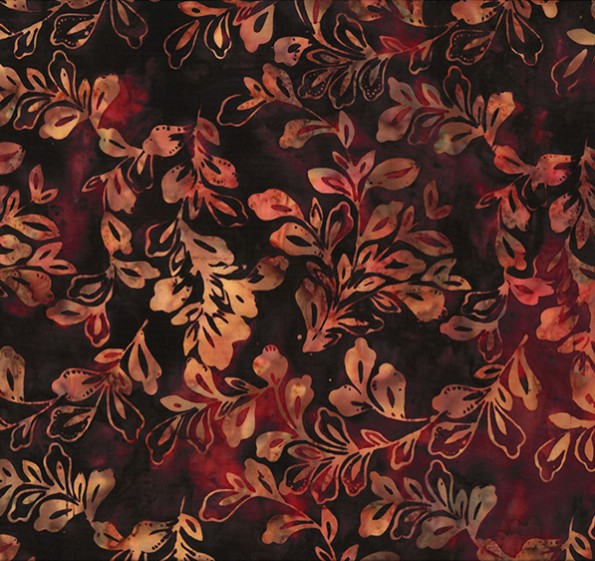 Holiday Spice Batiks Decorative Leaves Garnet from Hoffman Fabrics
