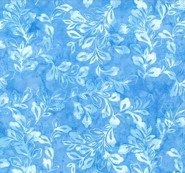 Bet on Blue Batiks Decorative Leaves Azure from Hoffman Fabrics