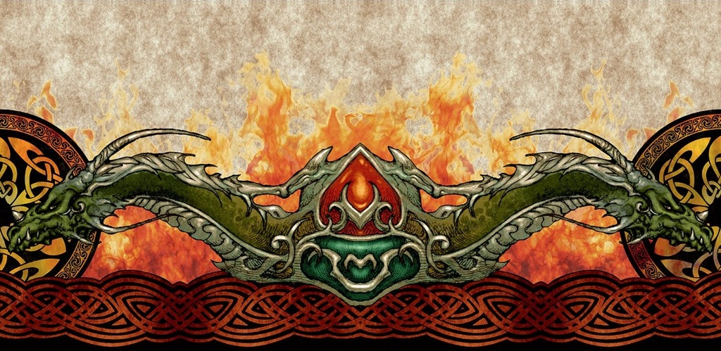 Dragons The Ancients Dragon Border Print from In The Beginning Fabrics