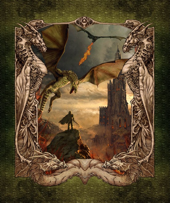Dragons The Ancients Scenic Dragon Panel from In The Beginning