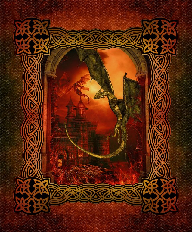 Red Dragons Large Castle Panel from In The Beginning