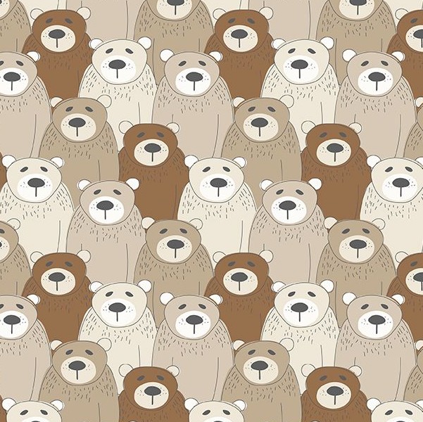 Into The Woodlands Packed Bears Multi by Deane Beesley for Wilmington Prints