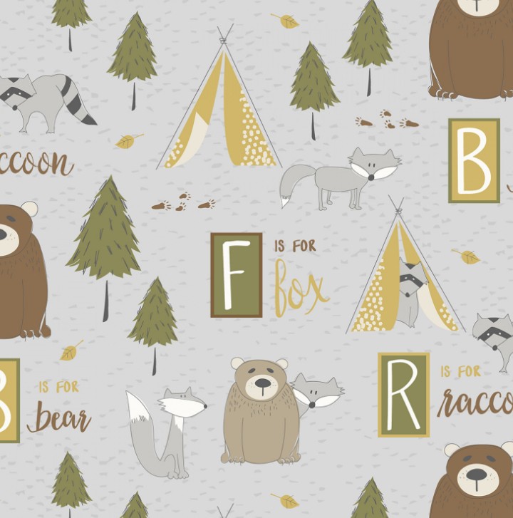 Into The Woodlands Large Print Allover Gray by Deane Beesley for Wilmington Prints