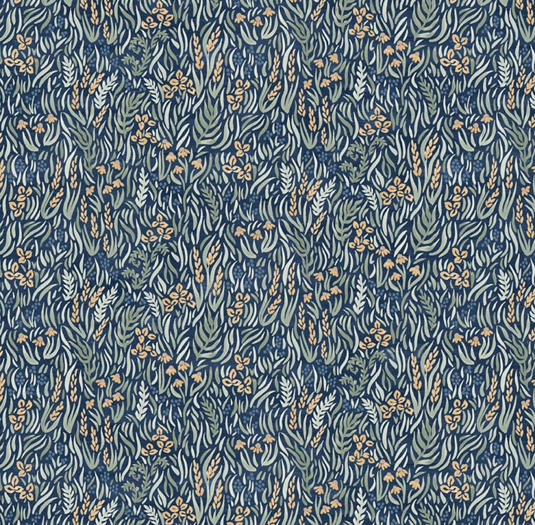 Lakeside Days Packed Foliage Navy by Laura Marshall for P&B Textiles