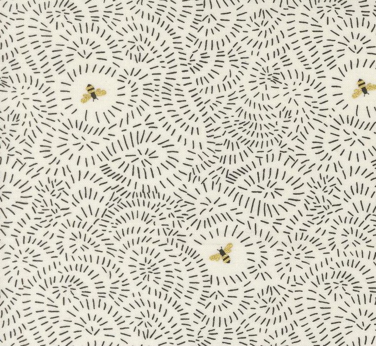 Bee Garden Twists and Turns Metallic Porcelain by Gingiber for Moda Fabrics