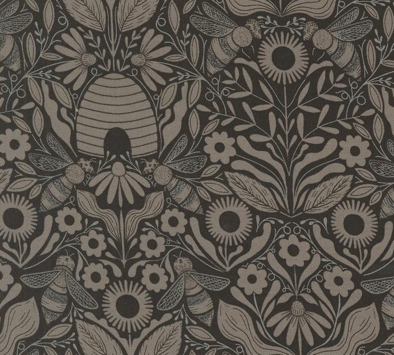 Bee Garden Beehive Melody Black by Gingiber for Moda Fabrics