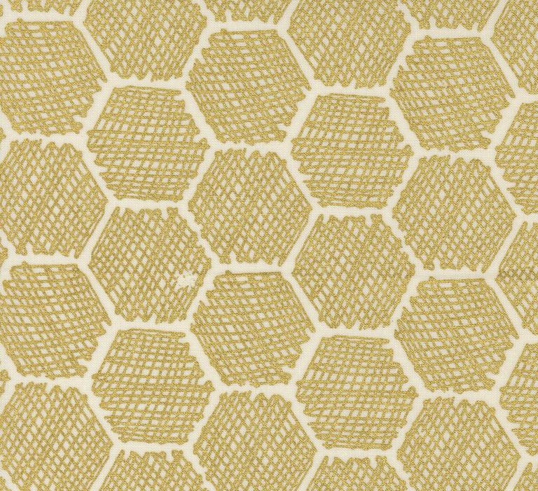 Bee Garden Honeycomb Geometric Metallic Porcelain by Gingiber for Moda Fabrics
