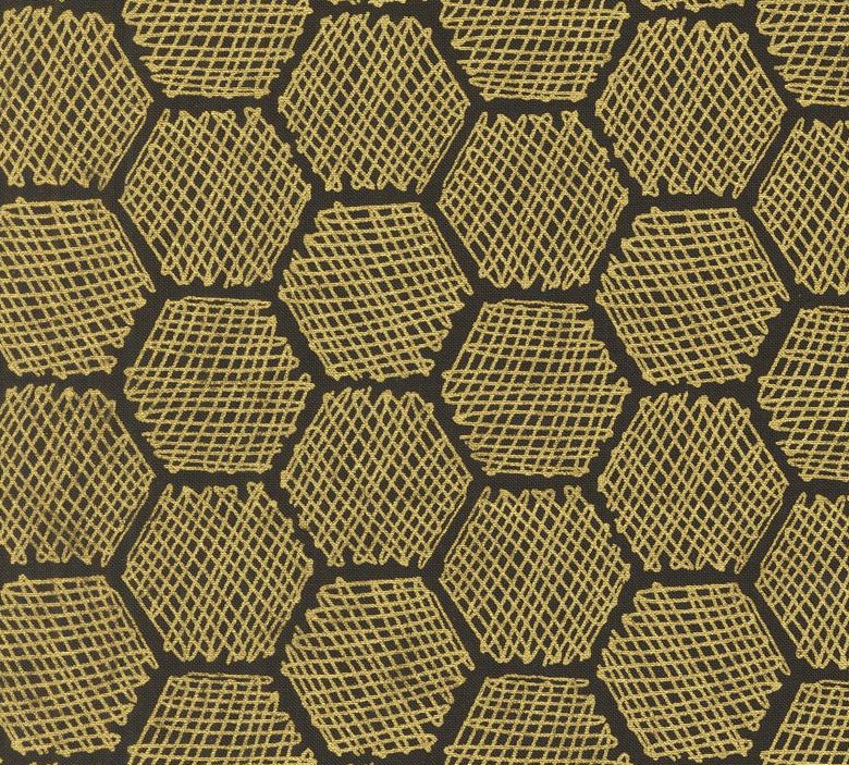 Bee Garden Honeycomb Geometric Metallic Black by Gingiber for Moda Fabrics