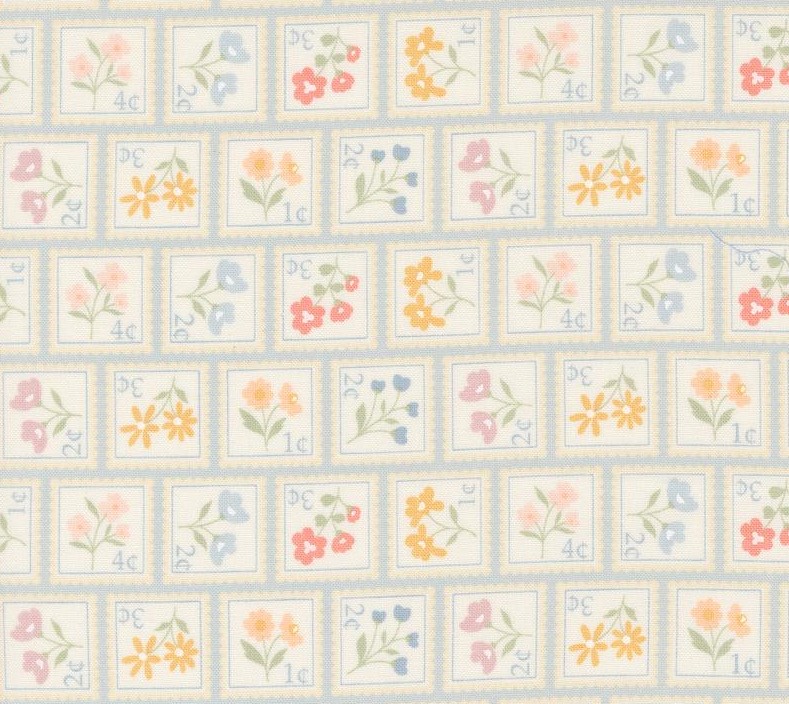 Cottage Charm Sweet Stamps Powder Blue by My Sew Quilty Life for Moda Fabrics