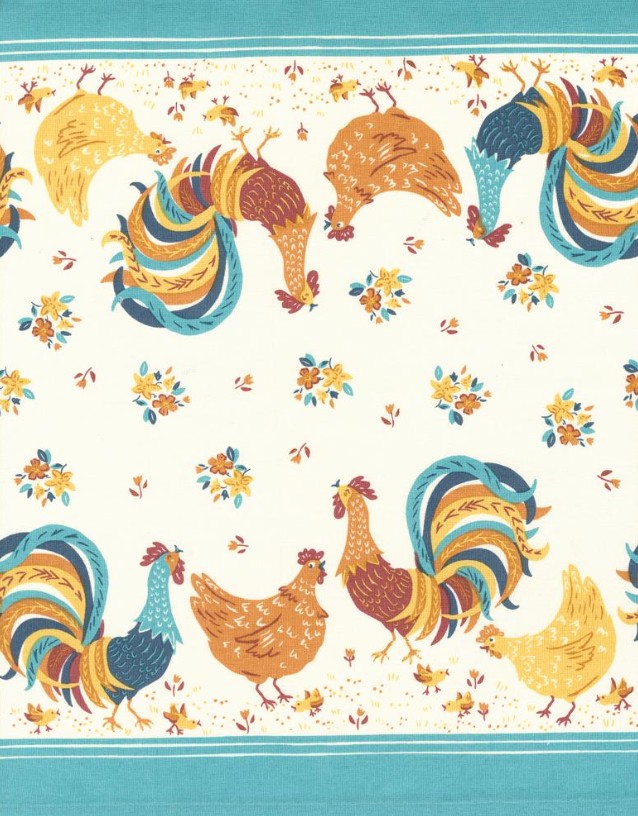 16" Classic Retro Cluck Cluck Toweling by Stacy Iest Hsu for Moda Fabrics