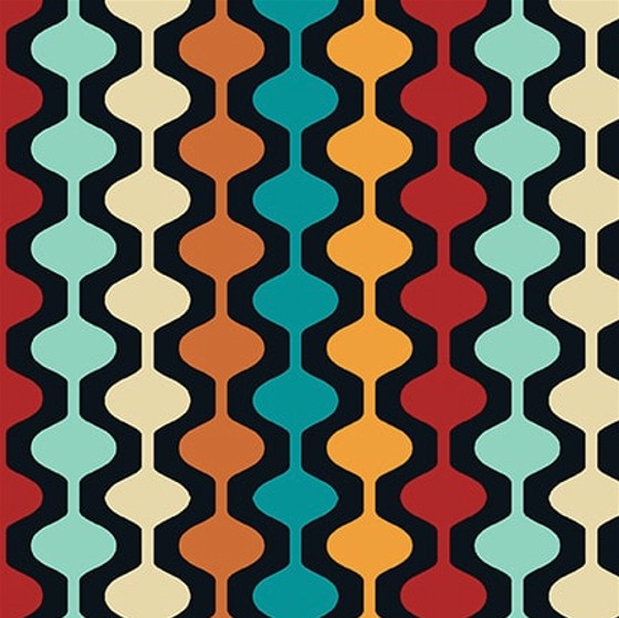 Cruisin' The Open Road Retro Geo Stripe Black by Urban Essence Designs for Blank Quilting