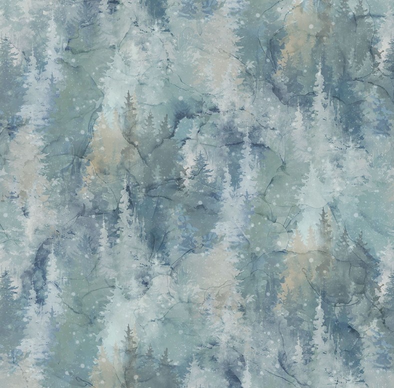 Highland View Trees Light Blue by Deborah Edwards & Melanie Samra for Northcott Fabrics