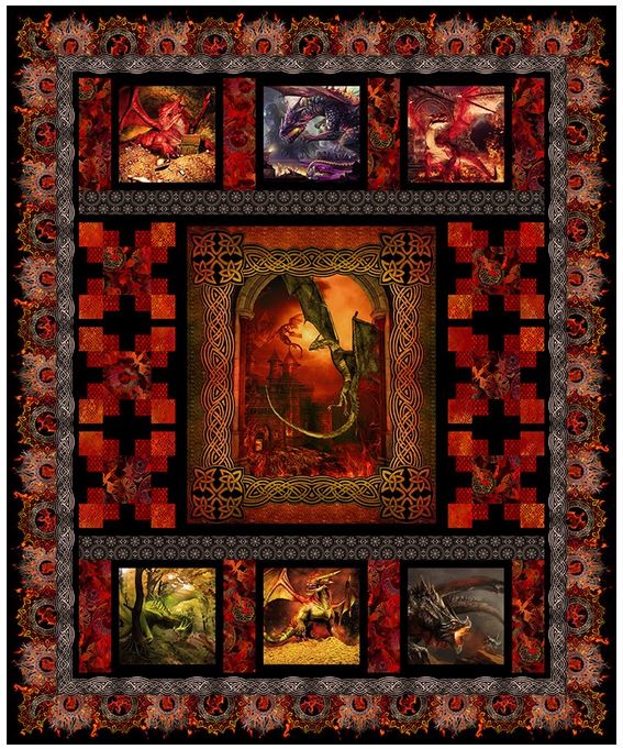 Dragons in Red Quilt Kit from In the Beginning