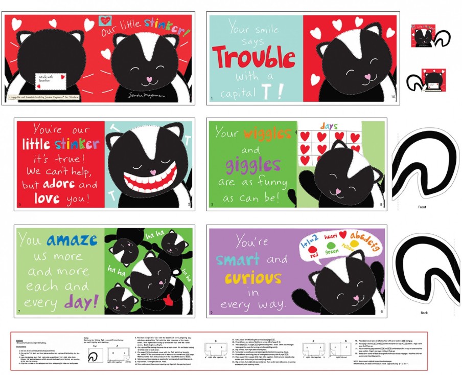 Huggable & Loveable Our Little Stinker Soft Book Panel by Sandra Magasmen for Studio E