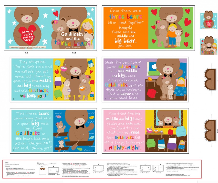 Huggable & Loveable Goldilocks and the Three Bears Soft Book Panel by Sandra Magasmen for Studio E