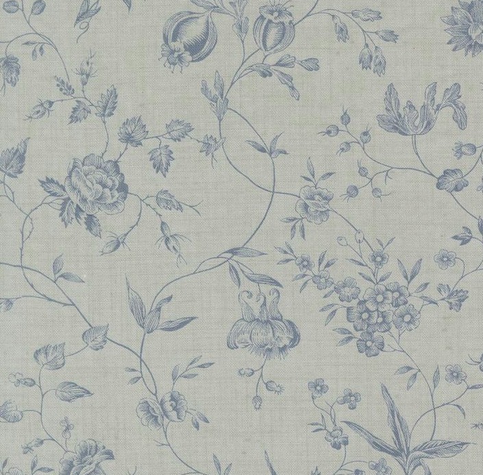 Sacre Bleu Pivoine Florals Ciel Blue by French General for Moda Fabrics
