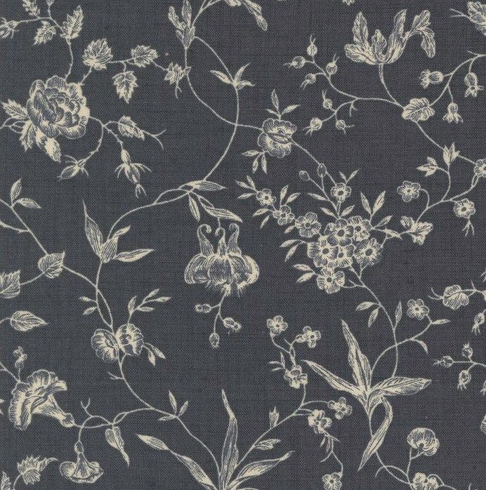 Sacre Bleu Pivoine Florals Indigo by French General for Moda Fabrics