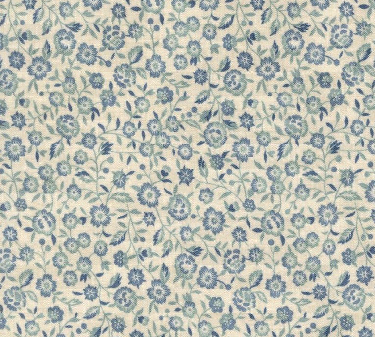 Sacre Bleu Renoncule Florals Pearl French Blue by French General for Moda Fabrics
