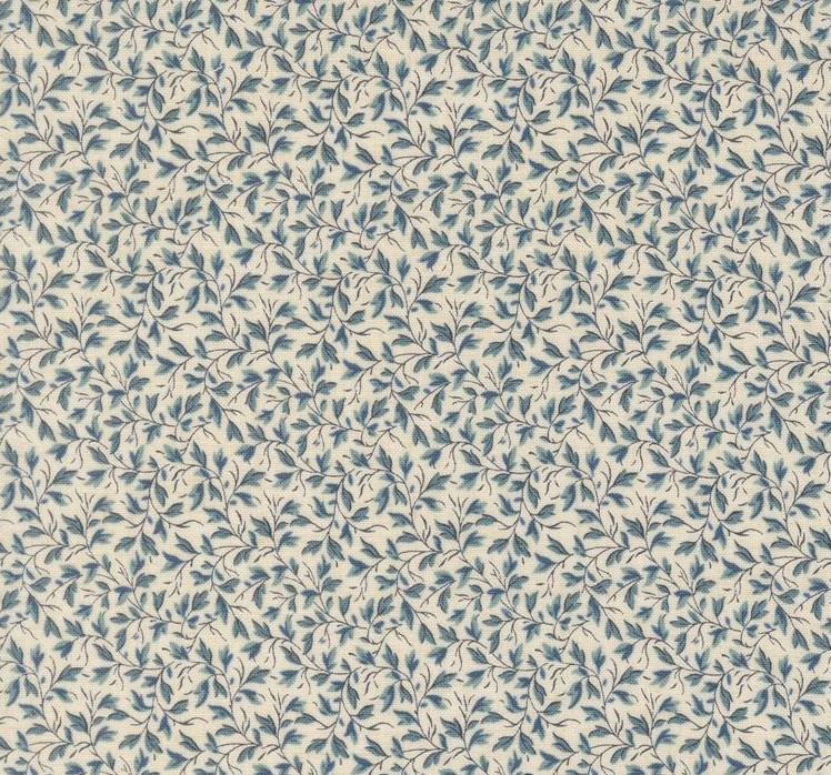 Sacre Bleu Primvere Leaves Pearl French Blue by French General for Moda Fabrics