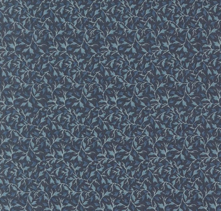 Sacre Bleu Primvere Leaves Indigo by French General for Moda Fabrics