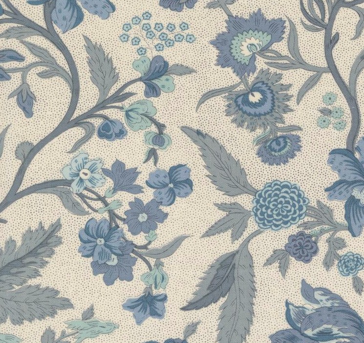 Sacre Bleu Parterre Florals Pearl French Blue by French General for Moda Fabrics