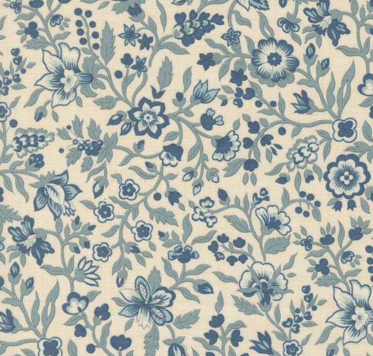 Sacre Bleu Jardinage Florals Pearl French Blue by French General for Moda Fabrics