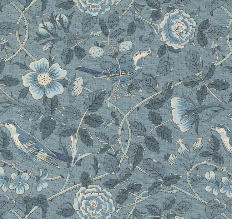 Sacre Bleu Oiseaux Florals Birds French Blue by French General for Moda Fabrics