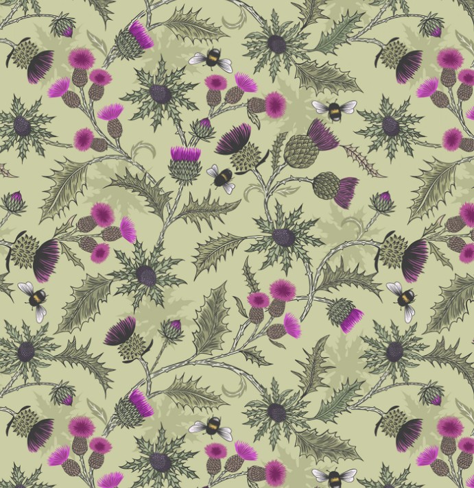 Highland Bee Thistle Soft Green from Lewis & Irene