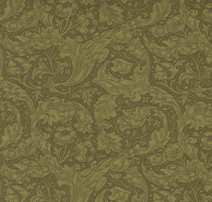 Morris Manor Bachelors Buttons Sage by Barbara Brackman for Moda Fabrics