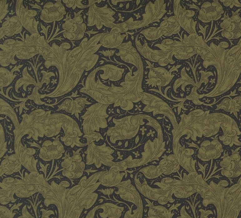 Morris Manor Bachelors Buttons Ebony by Barbara Brackman for Moda Fabrics