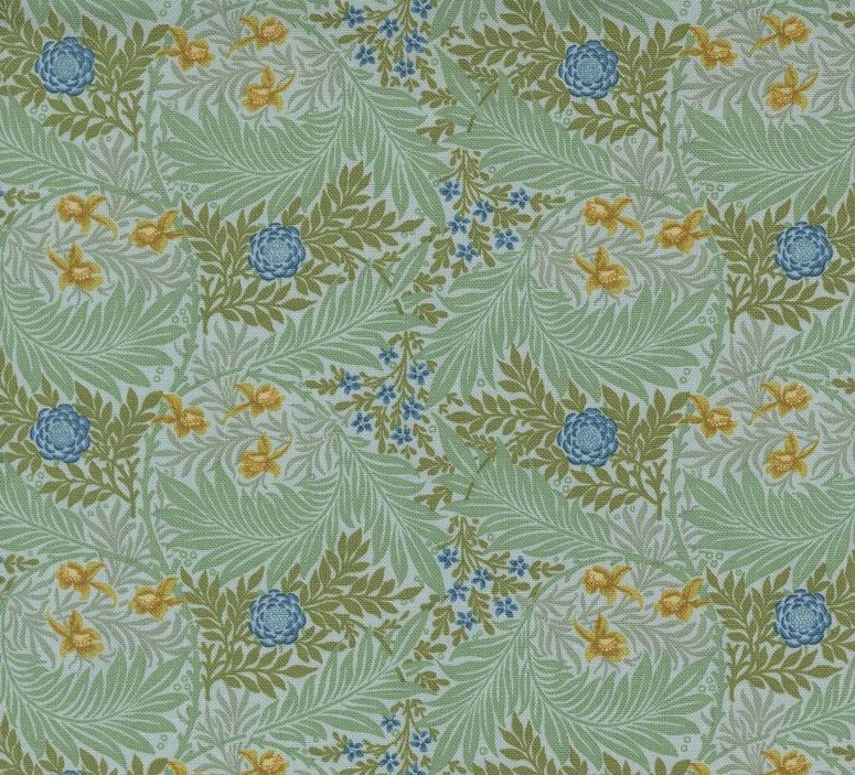 Morris Manor Larkspur Florals Sky by Barbara Brackman for Moda Fabrics