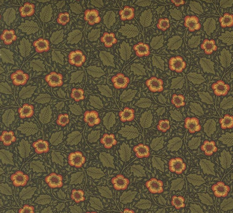 Morris Manor Antipodes Florals Ebony by Barbara Brackman for Moda Fabrics