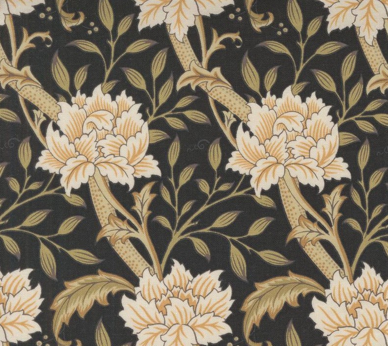 Morris Manor Hammersmith Florals Ebony by Barbara Brackman for Moda Fabrics