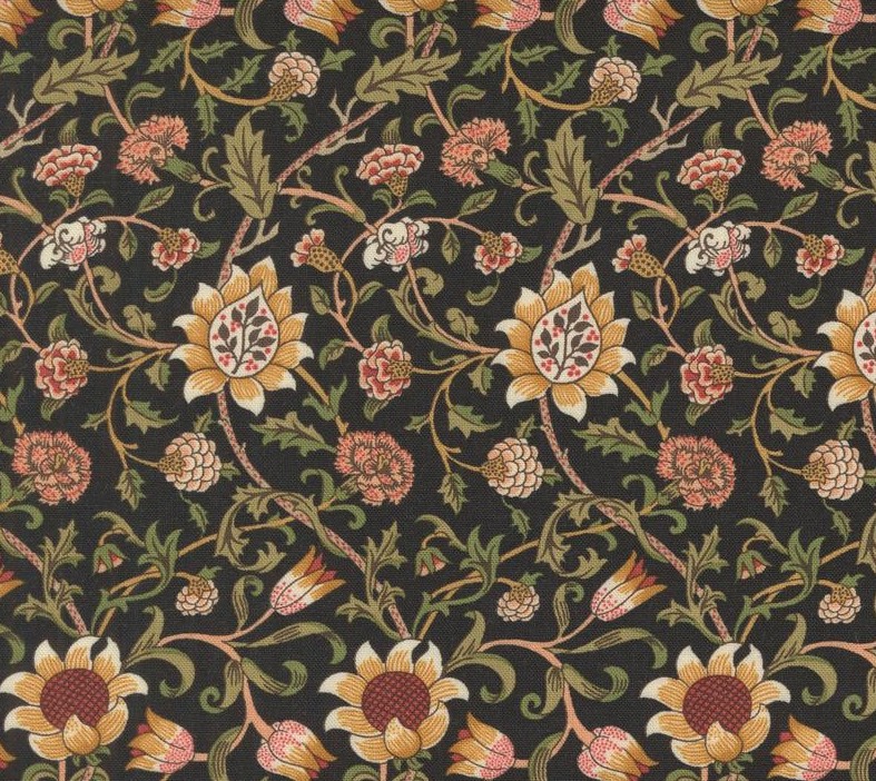 Morris Manor Evenlode Florals Ebony by Barbara Brackman for Moda Fabrics